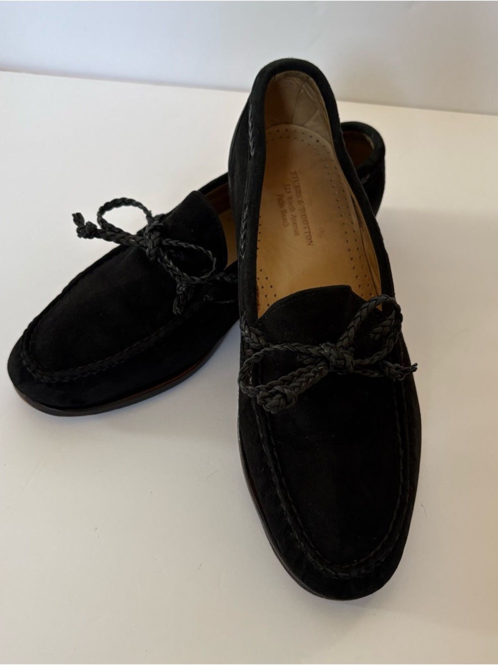 Stubbs&Wootton Black Suede Leather Boat loafers Mens 7 USA Cruise Resort Soft